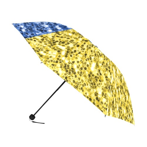 Blue yellow Ukraine flag glitter faux sparkles Anti-UV Foldable Umbrella (U08)