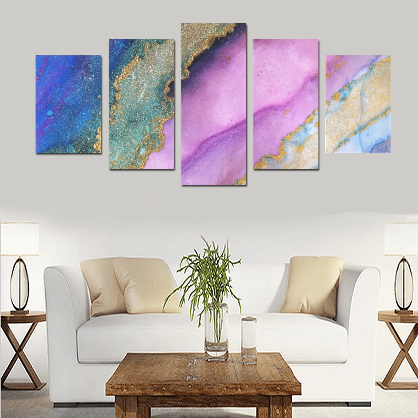 Gorgeous Glitter Abstract Canvas Print Sets D (No Frame)