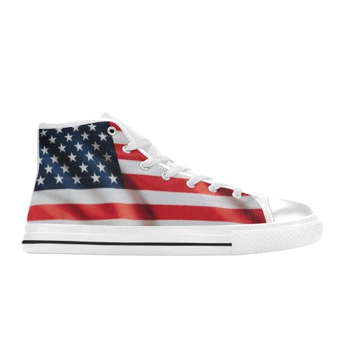 american flag Men’s Classic High Top Canvas Shoes (Model 017)
