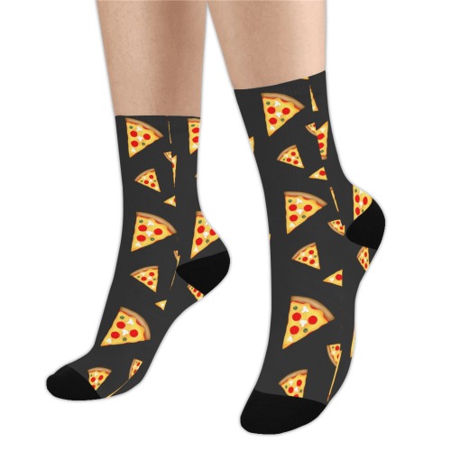Cool and fun pizza slices pattern dark gray Trouser Socks (For Men)