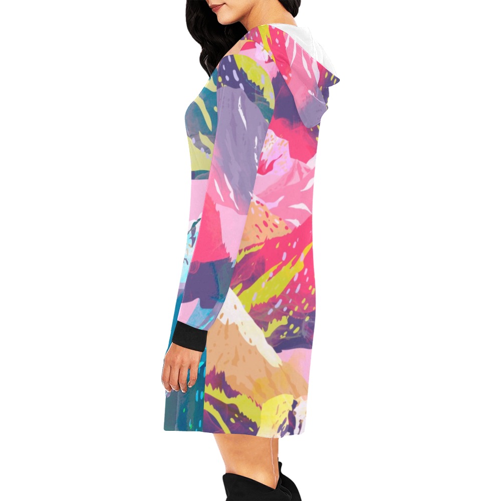 Mountains modern abstract C28 All Over Print Hoodie Mini Dress (Model H27)
