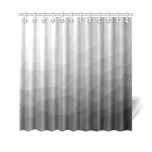 Grey Gradient Geometric Mesh Pattern Shower Curtain 69"x70"