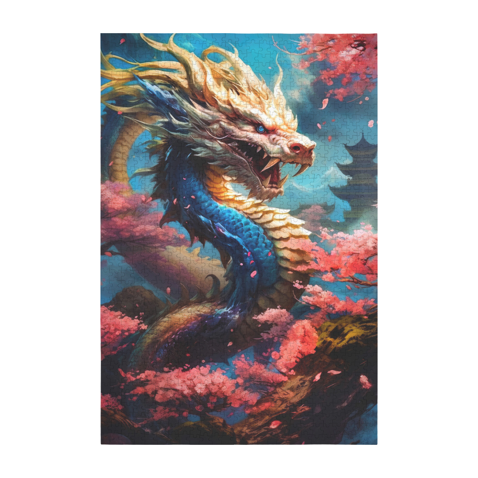 Dragon world puzzle 1000-Piece Wooden Jigsaw Puzzle (Vertical)