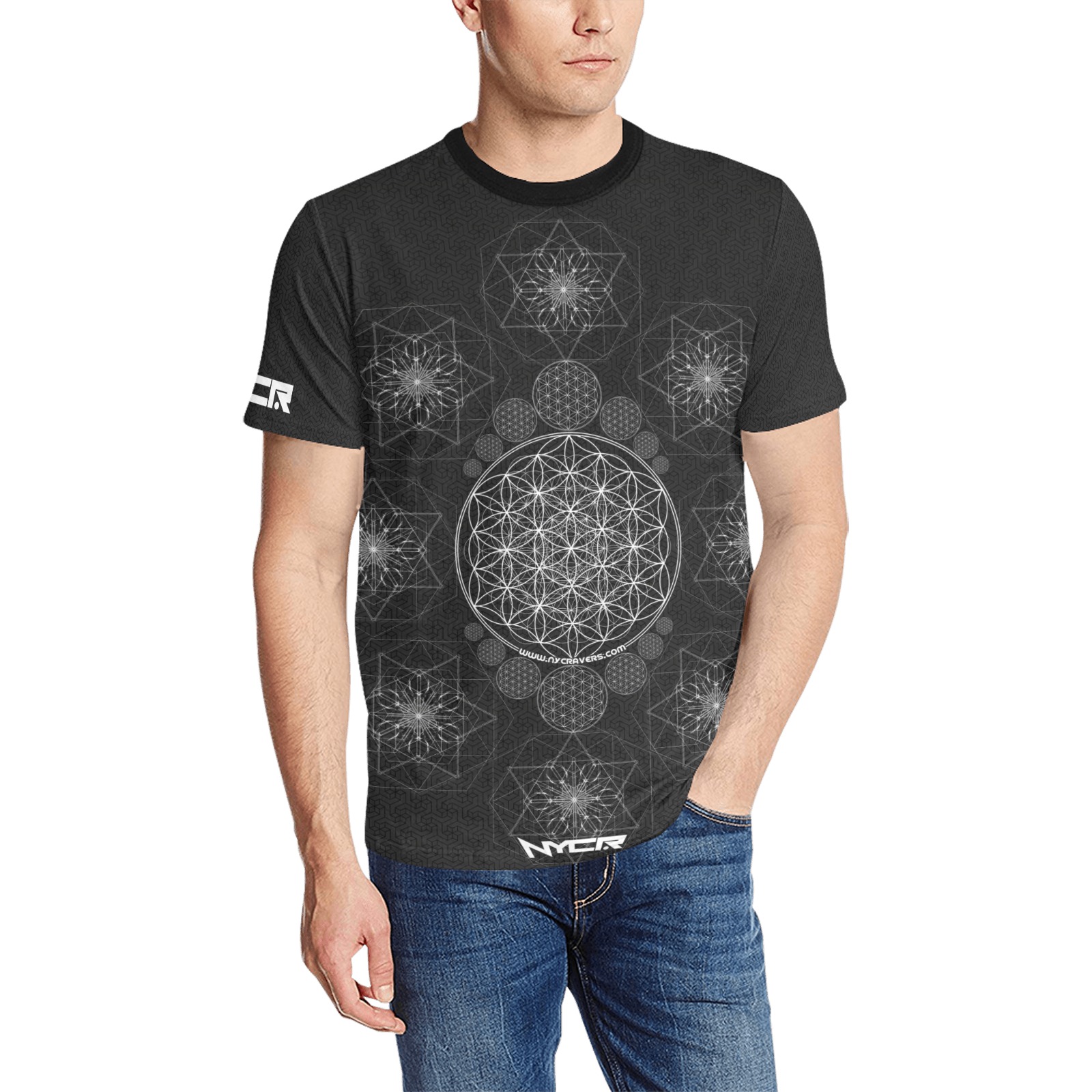 nycr-sacred-2022 Men's All Over Print T-Shirt (Solid Color Neck) (Model T63)