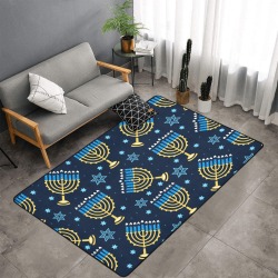 Hanukkah Menorah Area Rug Area Rug with Black Binding 7'x5'
