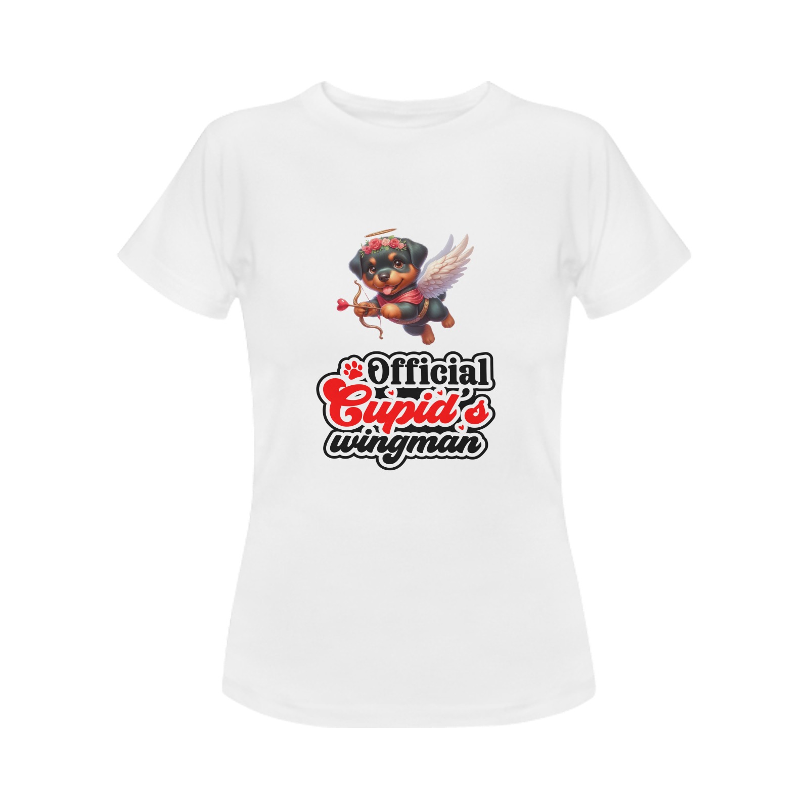 Cupid Rottweiler Official Cupid's Wingman Women's T-Shirt in USA Size (Two Sides Printing)