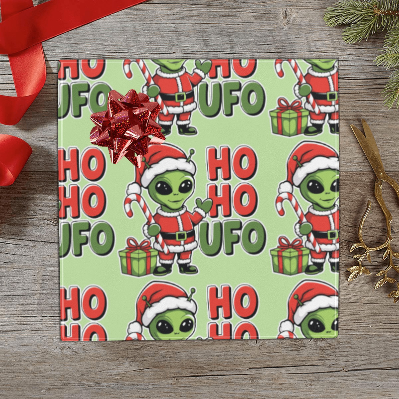 Ho Ho UFO Gift Wrapping Paper 58"x 23" (1 Roll)