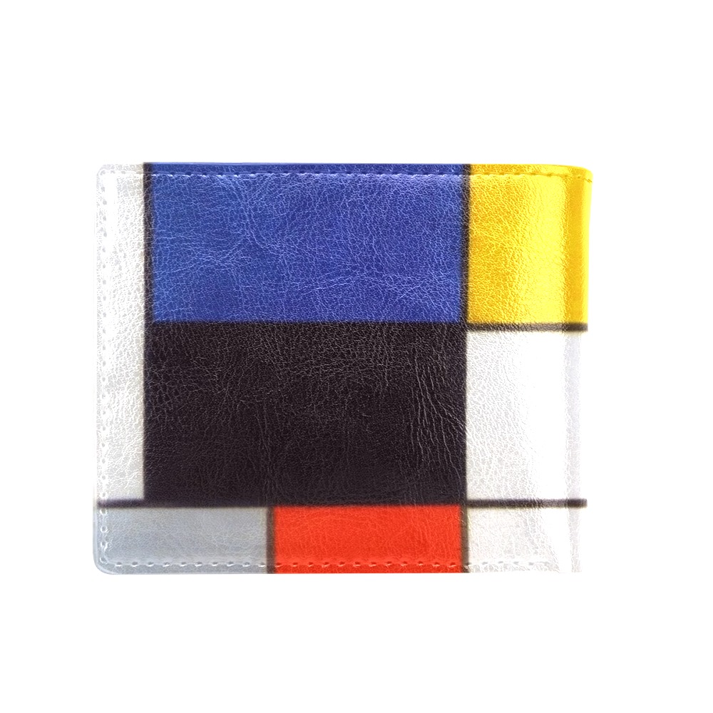 Composition A by Piet Mondrian Bifold Wallet with Coin Pocket (Model 1706)