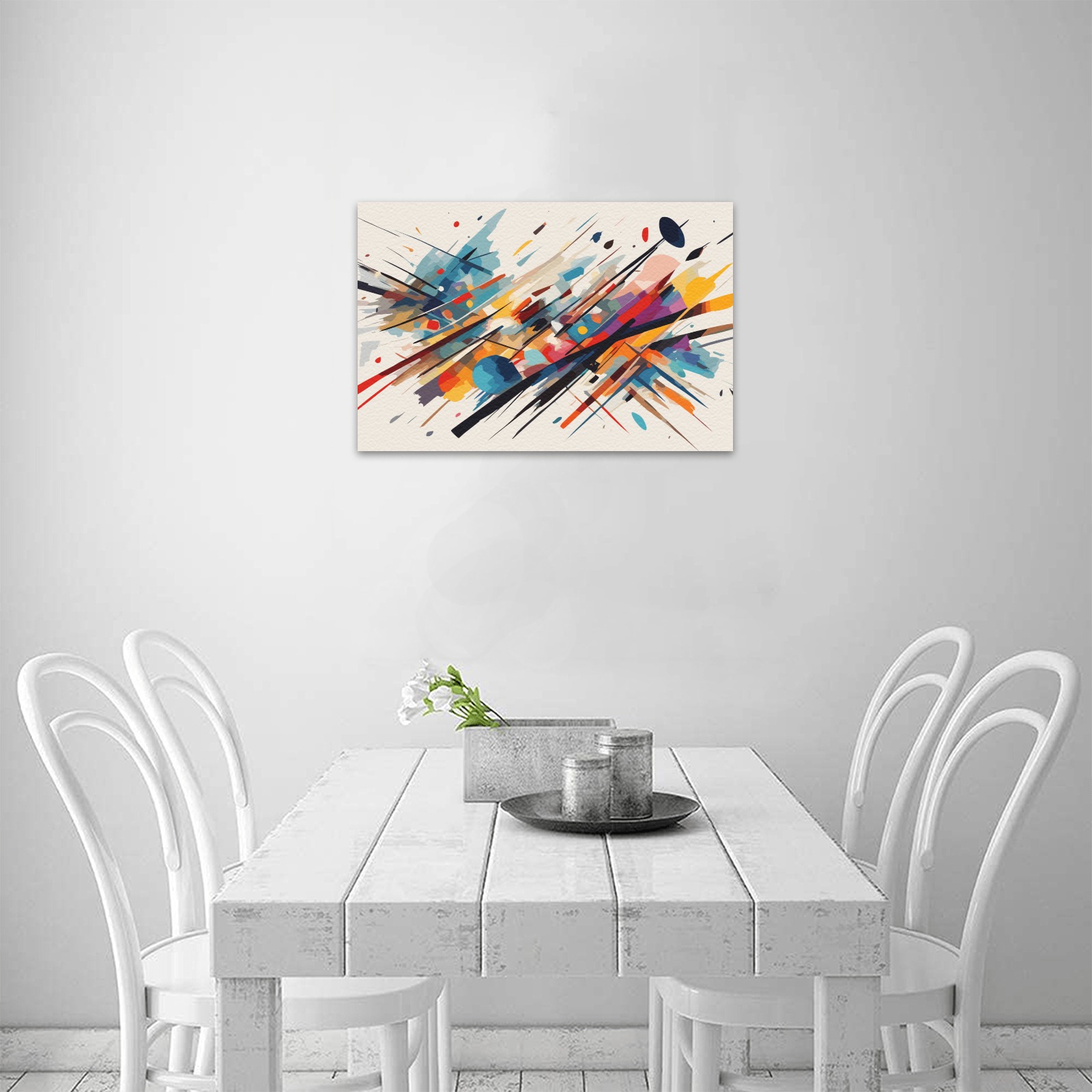 Colorful abstract art against the beige background Upgraded Canvas Print 18"x12"