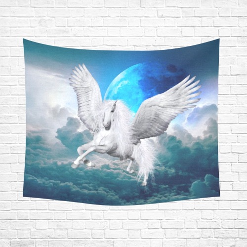 Unicorn and Magical Moon Cotton Linen Wall Tapestry 60"x 51"