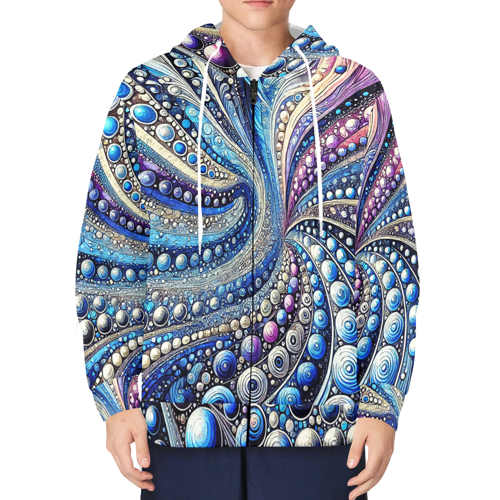 Galaxy Of Blue And Purple Men's Fleece Full-Zip Hoodie (Model H60) | ID ...