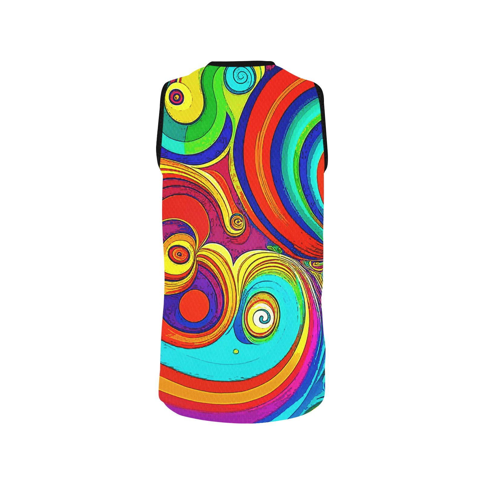 Colorful Groovy Rainbow Swirls All Over Print Basketball Jersey
