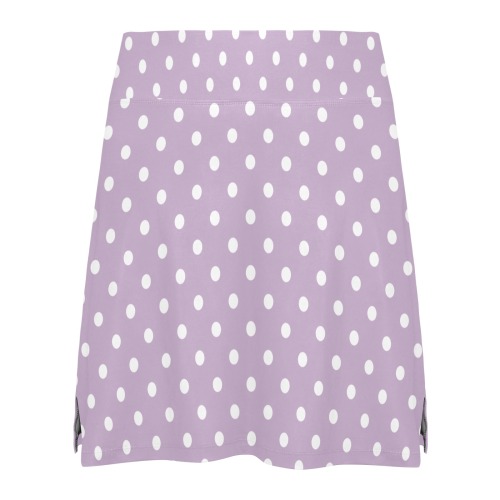 Polka Dots White - Violet Women's Athletic Skirt (Model D64)