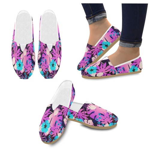 GROOVY FUNK THING FLORAL PURPLE Unisex Casual Shoes (Model 004)