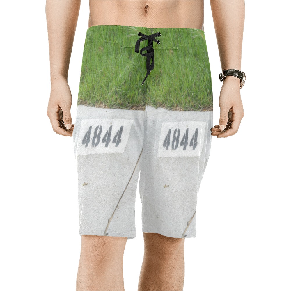 Street Number 4844 with Black Tie Men's All Over Print Board Shorts (Model L16)