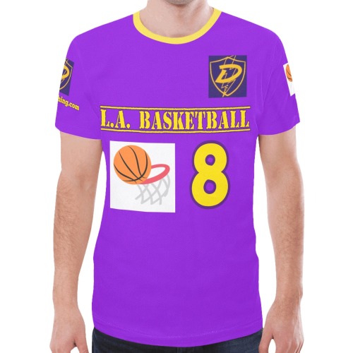 DIONIO Clothing - L.A. Basketball #8 T- Shirt (Purple D-Shield Logo) New All Over Print T-shirt for Men (Model T45)