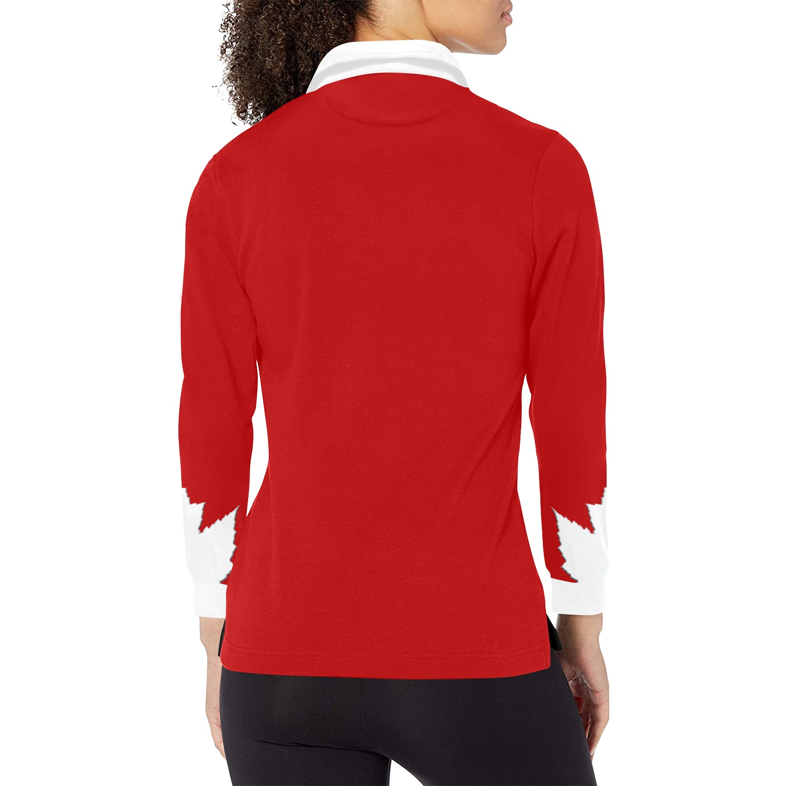 Canada Maple Leaf Golf Shirts Women's Long Sleeve Polo Shirt (Model T73)