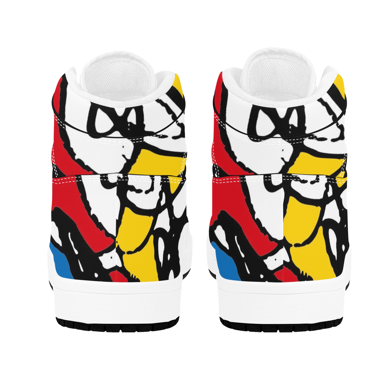 Mondrian Doodle Scribble Men's High Top Sneakers (Model 20042)