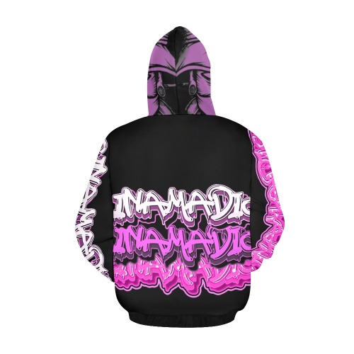 CINAMADIC POOTY PINK & BLACK All Over Print Hoodie for Women (USA Size) (Model H13)