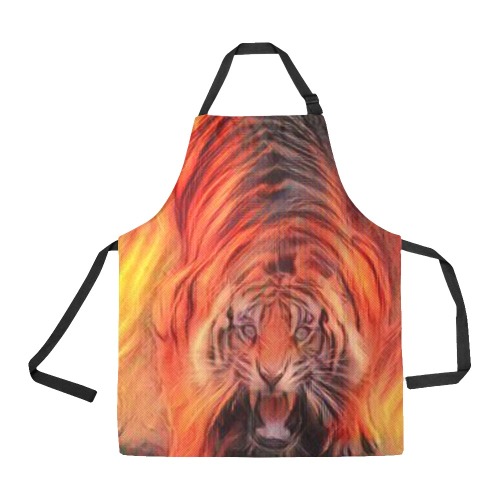 Tiger On Fire Looking Up All Over Print Apron