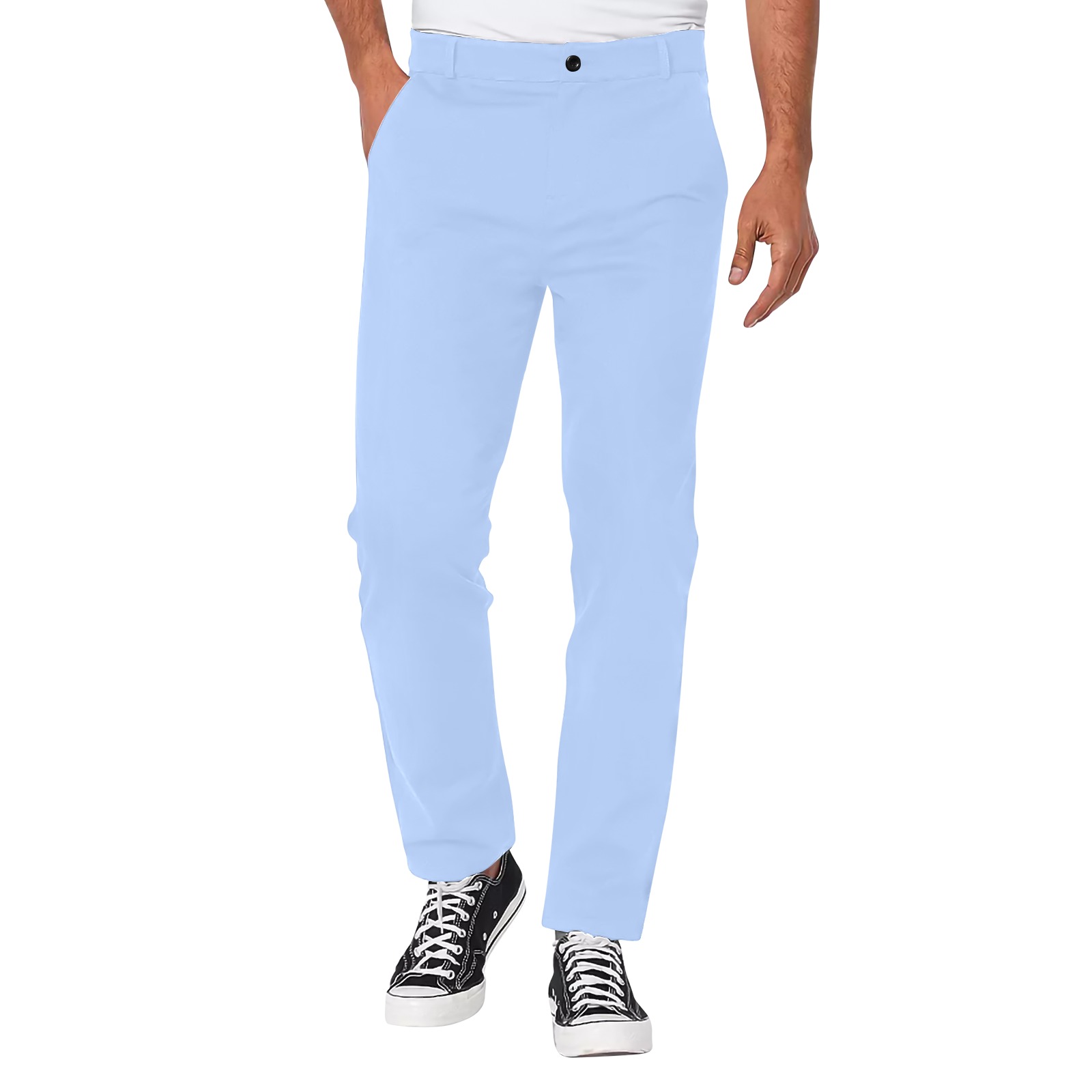 sky blue Men's All Over Print Casual Trousers (Model L68)