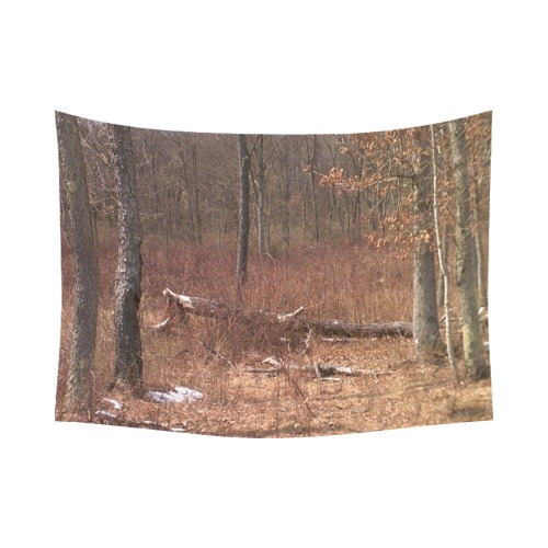 Falling tree in the woods Polyester Peach Skin Wall Tapestry 80"x 60"