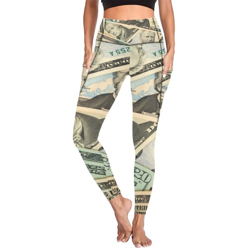 US PAPER CURRENCY Women's All Over Print Leggings with Pockets (Model L56)