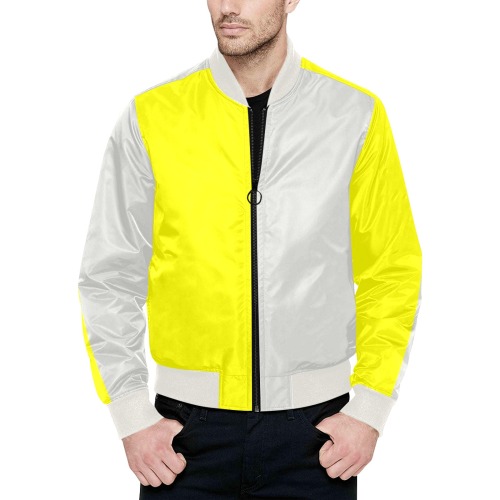 yellowgreyhalf All Over Print Quilted Bomber Jacket for Men (Model H33)
