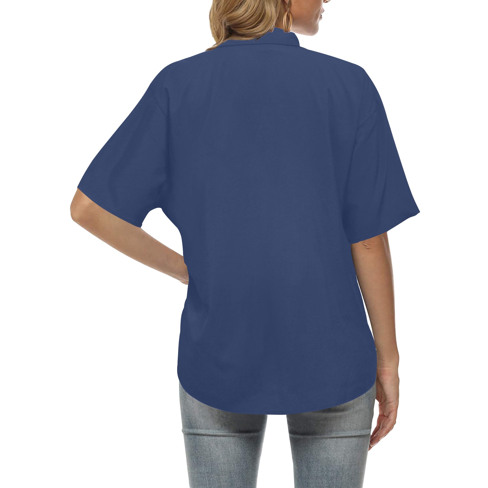 color Delft blue All Over Print Hawaiian Shirt for Women (Model T58)