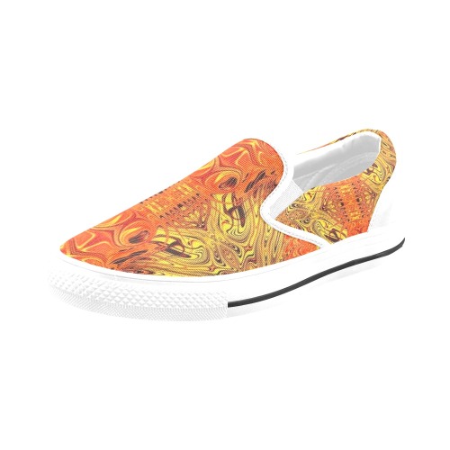 Autumn Reflections on The Water Fractal Abstract Women's Slip-on Canvas Shoes (Model 019)