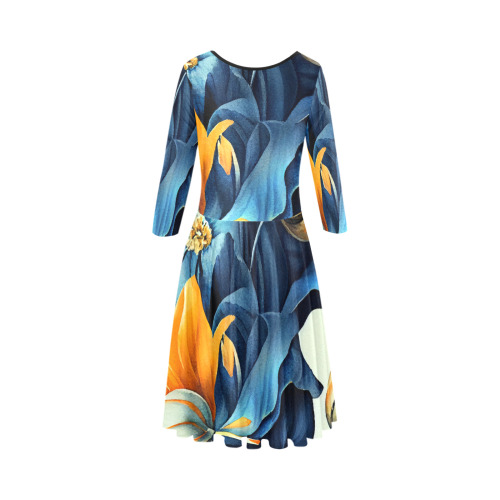 flowers botanic art (2) dress fashion Tethys Half-Sleeve Skater Dress(Model D20)