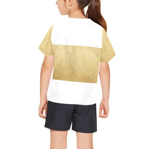 gold shirt Big Girls' All Over Print Crew Neck T-Shirt (Model T40-2)