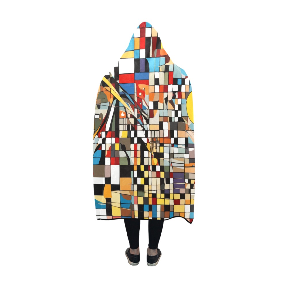 Chic colorful abstract art of geometrical shapes. Hooded Blanket 60''x50''