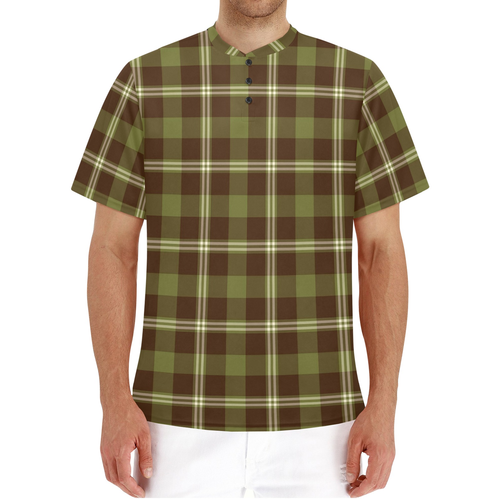 Dark Plaid Men's Henley T-Shirt (Model T75)