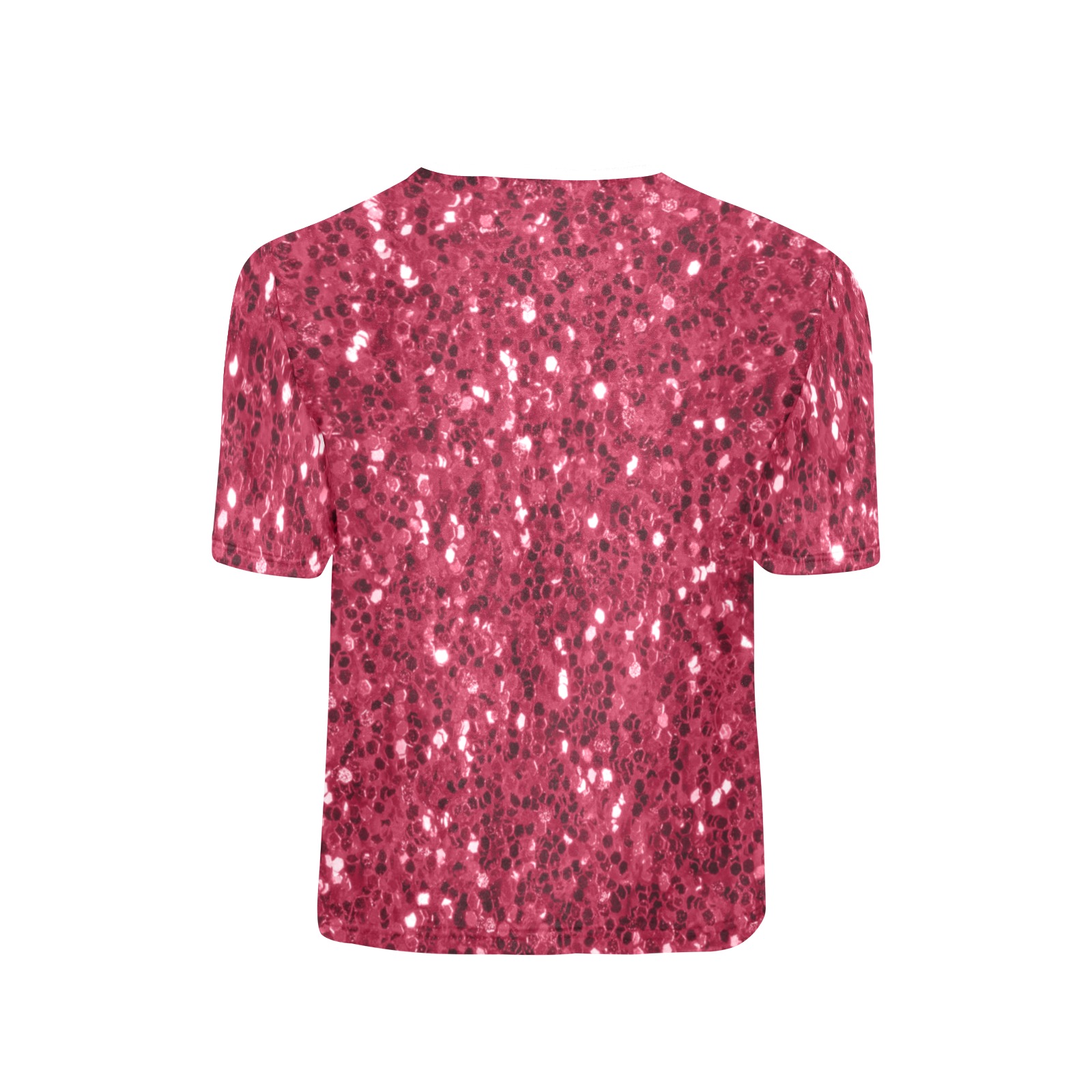 Magenta dark pink red faux sparkles glitter Little Girls' All Over Print Crew Neck T-Shirt (Model T40-2)