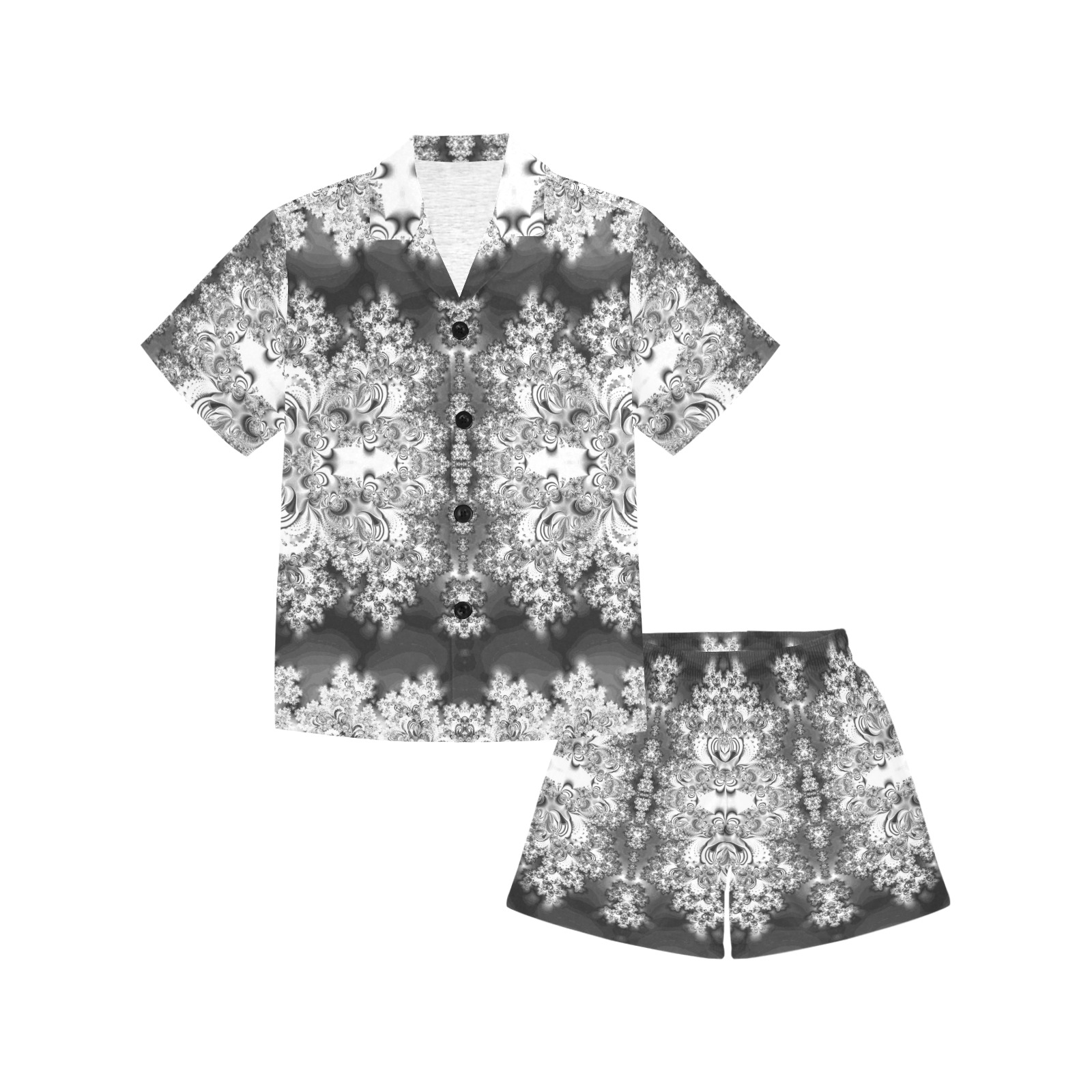 Silver Linings Frost Fractal Big Girls' V-Neck Short Pajama Set