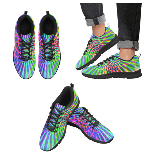 Abstract Rainbow Geometric Men's Breathable Running Shoes (Model 055)