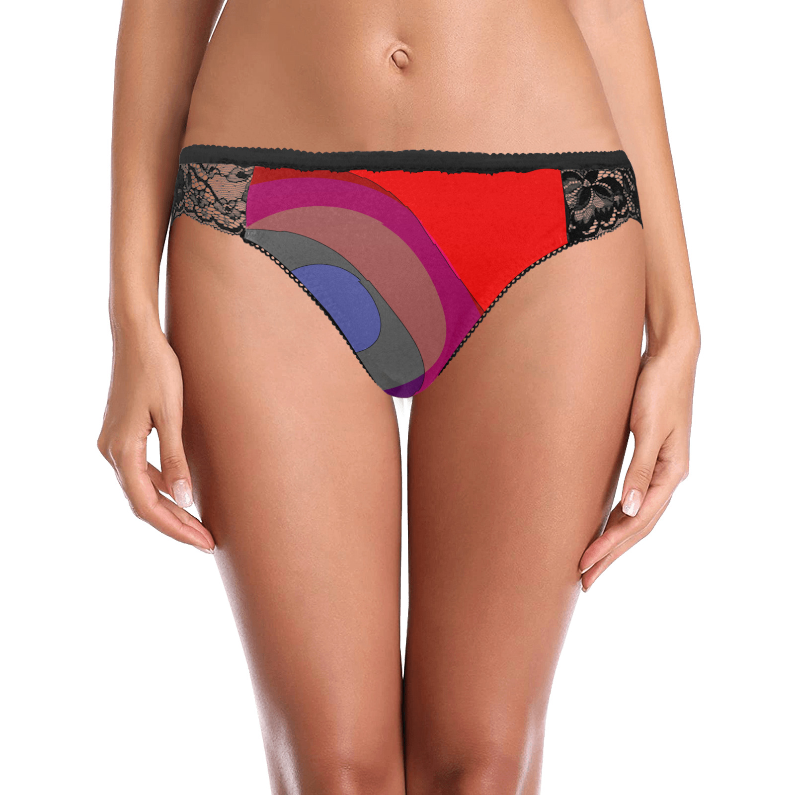 Red Abstract 714 Women's Lace Panty (Model L41)
