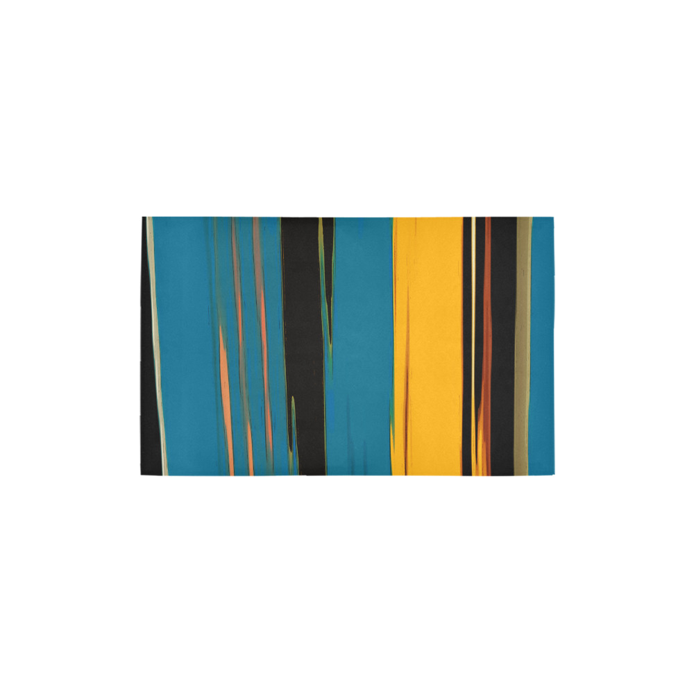 Black Turquoise And Orange Go! Abstract Art Bath Rug 20''x 32''