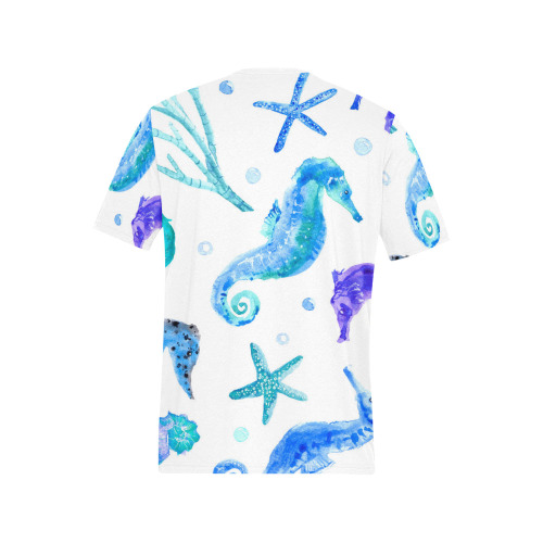 Fantasy sea horse Men's All Over Print T-Shirt (Solid Color Neck) (Model T63)