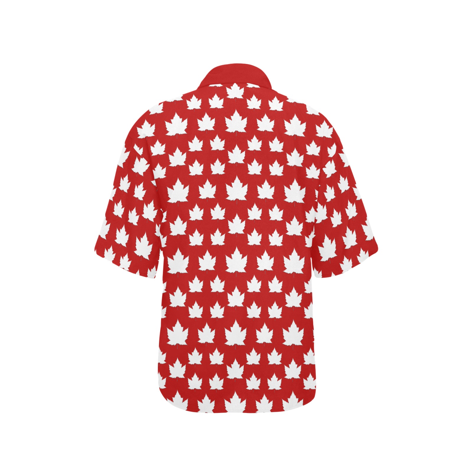 Cute Canada Women's Shirts - Button Down All Over Print Hawaiian Shirt for Women (Model T58)