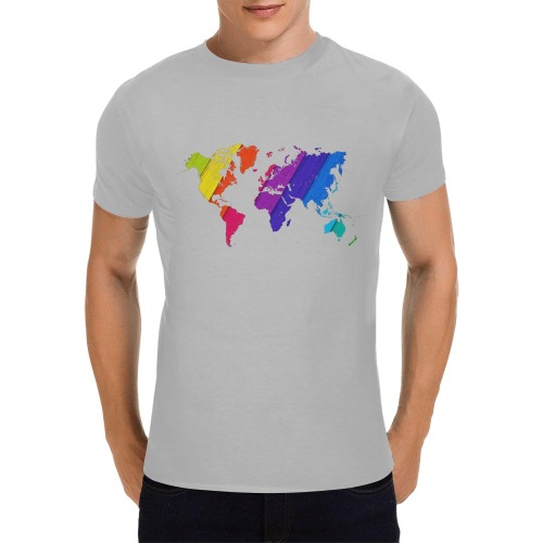 world map rainbow love Men's T-Shirt in USA Size (Front Printing Only)