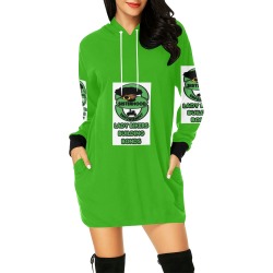 Lady Bikers LS Tee Dress Lt Green All Over Print Hoodie Mini Dress (Model H27)
