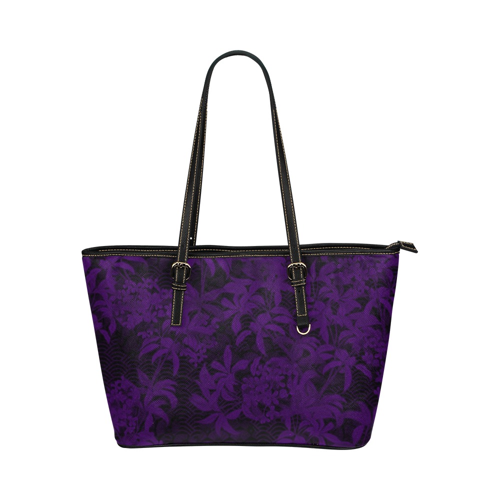 Kinmo Purple Leather Tote Bag/Large (Model 1651)