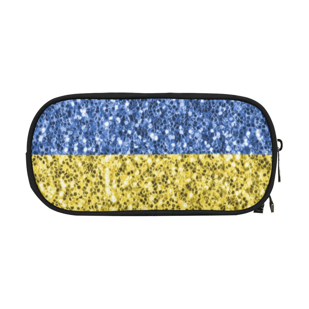 Blue yellow Ukraine flag glitter faux sparkles Pencil Pouch/Large (Model 1680)