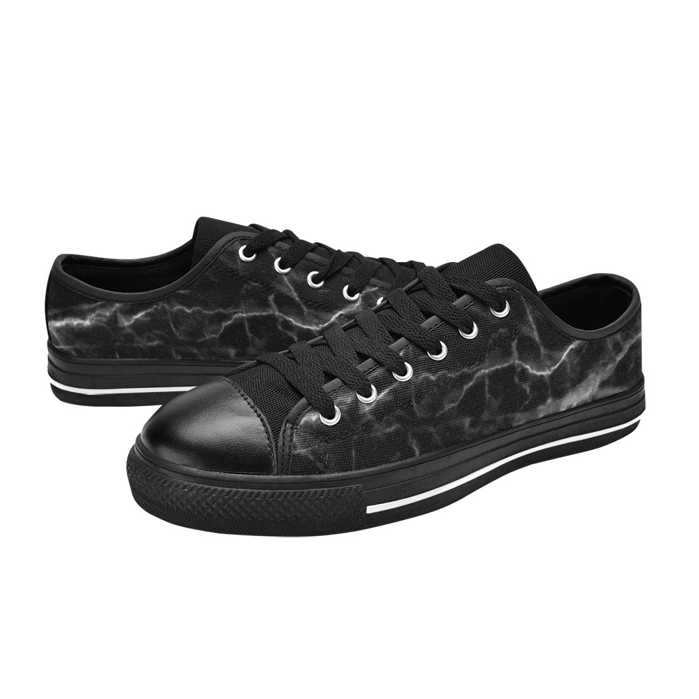 Black marble texture Women's Classic Canvas Shoes (Model 018)