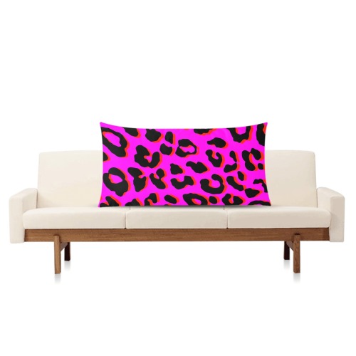 Leopard Print Pink Rectangle Pillow Case 20"x36"(Twin Sides)