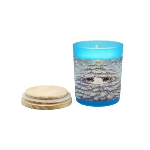 Little Christmas Tree Blue Glass Candle Cup (Wood Sage & Sea Salt)