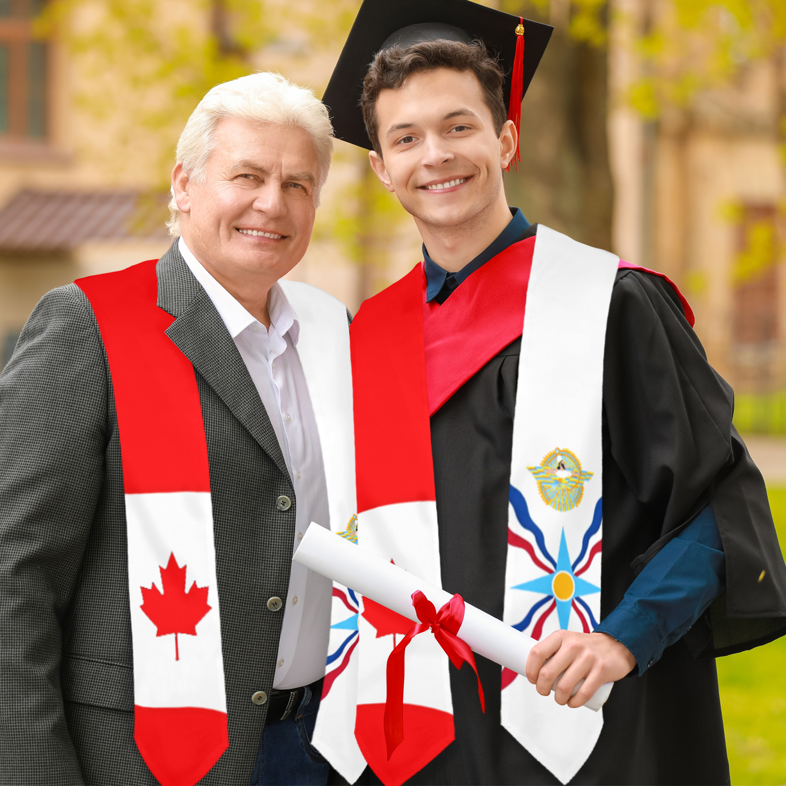 Assyrian Canadian Flag Stole Graduation Stole