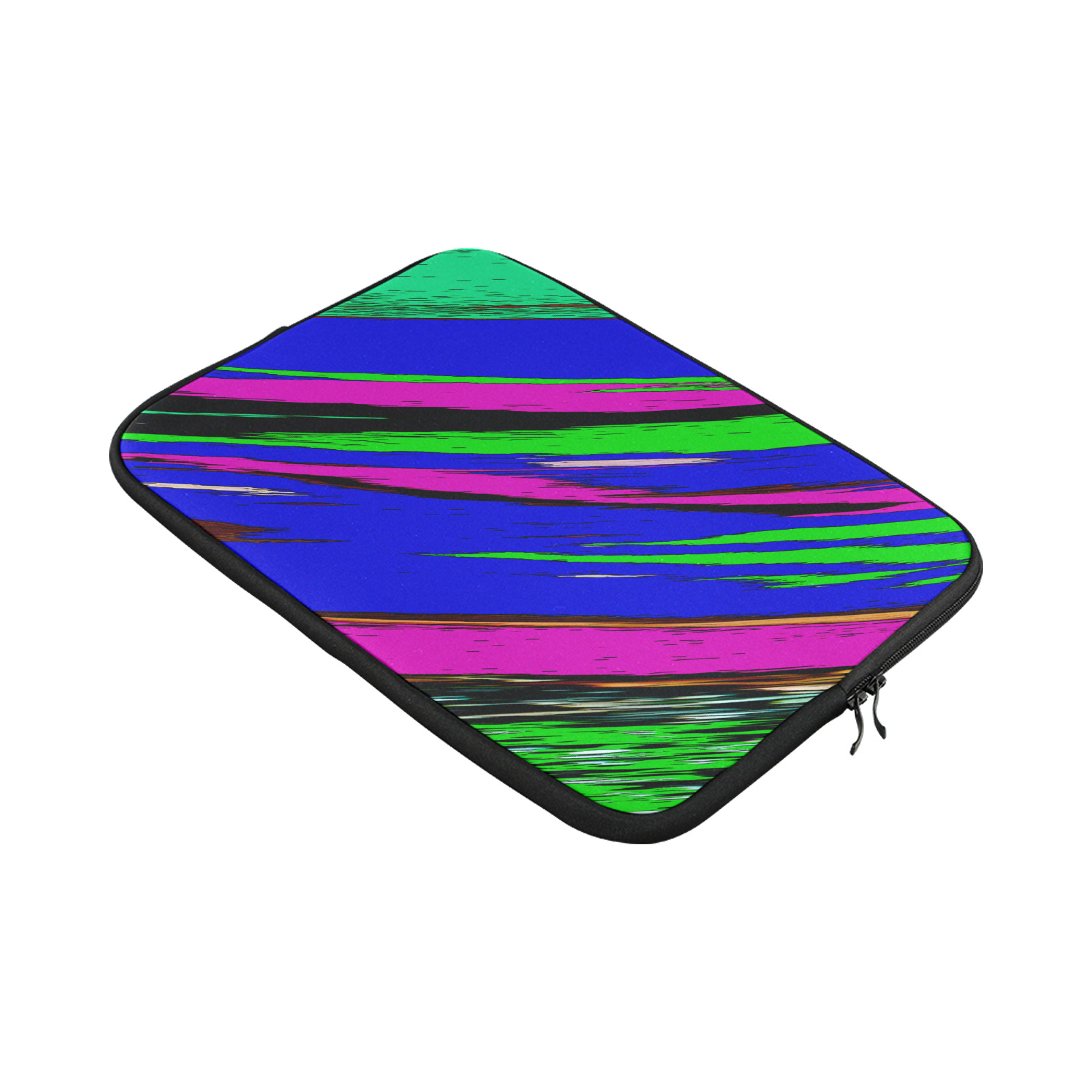 Diagonal Green Blue Purple And Black Abstract Art Custom Laptop Sleeve 15''